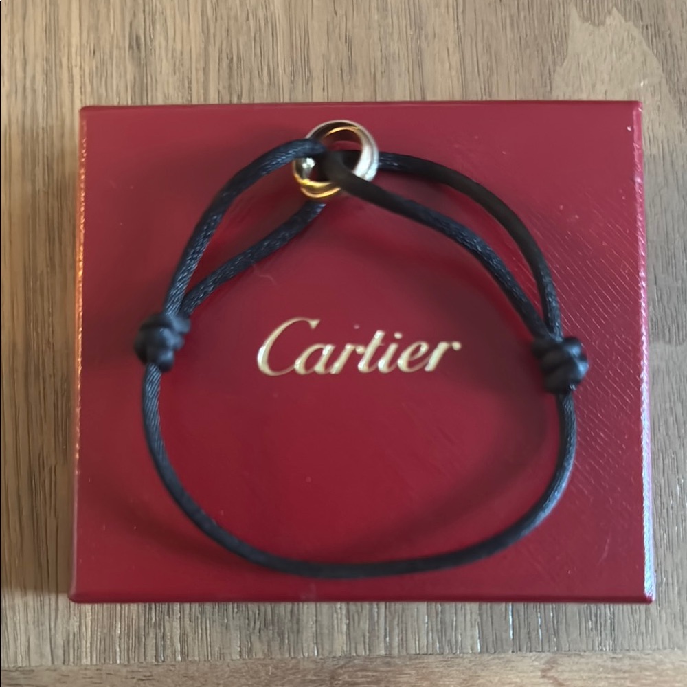 Cartier Gold and Black Cord Bracelet
